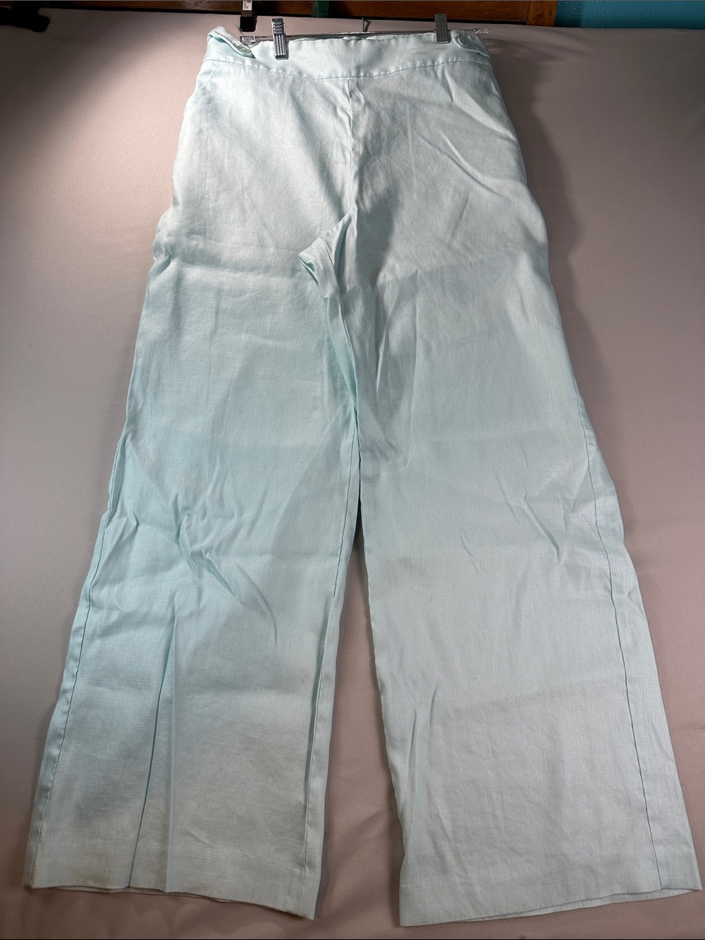 Talbots Women’s Wide-Leg Pants 12 Pull-On Pants in Light Blue Pockets